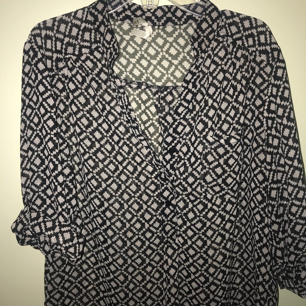 Sheer geometric blouse